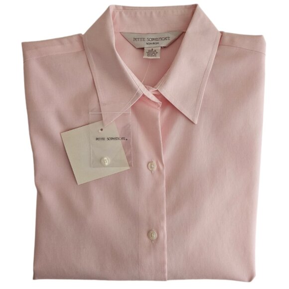 Petite Sophisticate Non-Iron Long Sleeve Button Down Shirt | NWT | SP | Pink - Picture 15 of 15